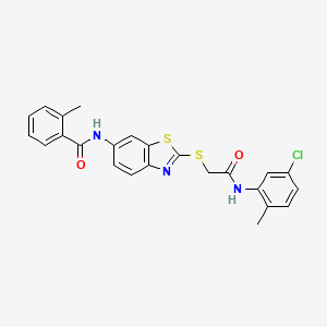 molecular formula C24H20ClN3O2S2 B11519519 N-[2-({2-[(5-chloro-2-methylphenyl)amino]-2-oxoethyl}sulfanyl)-1,3-benzothiazol-6-yl]-2-methylbenzamide 