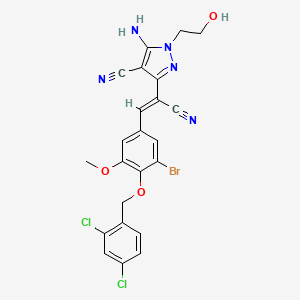 5-amino-3-[(Z)-2-{3-bromo-4-[(2,4-dichlorobenzyl)oxy]-5-methoxyphenyl}-1-cyanoethenyl]-1-(2-hydroxyethyl)-1H-pyrazole-4-carbonitrile