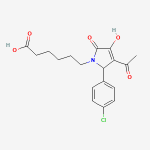 molecular formula C18H20ClNO5 B11519533 6-[3-acetyl-2-(4-chlorophenyl)-4-hydroxy-5-oxo-2,5-dihydro-1H-pyrrol-1-yl]hexanoic acid 