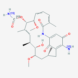 molecular formula C₂₇¹³CH₃₉N¹⁵N₂O₈ B1151954 17-Amino Geldanamycin-13C,15N2 