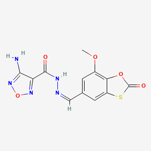 4-amino-N'-[(Z)-(7-methoxy-2-oxo-1,3-benzoxathiol-5-yl)methylidene]-1,2,5-oxadiazole-3-carbohydrazide