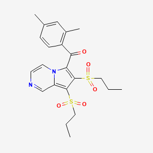 molecular formula C22H26N2O5S2 B11519553 [7,8-Bis(propylsulfonyl)pyrrolo[1,2-a]pyrazin-6-yl](2,4-dimethylphenyl)methanone 