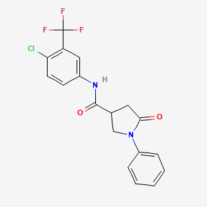 molecular formula C18H14ClF3N2O2 B11519565 N-[4-chloro-3-(trifluoromethyl)phenyl]-5-oxo-1-phenylpyrrolidine-3-carboxamide 