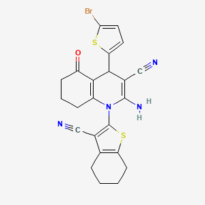 molecular formula C23H19BrN4OS2 B11519587 2-Amino-4-(5-bromothiophen-2-yl)-1-(3-cyano-4,5,6,7-tetrahydro-1-benzothiophen-2-yl)-5-oxo-1,4,5,6,7,8-hexahydroquinoline-3-carbonitrile 