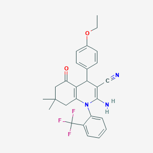 2-Amino-4-(4-ethoxyphenyl)-7,7-dimethyl-5-oxo-1-(2-(trifluoromethyl)phenyl)-1,4,5,6,7,8-hexahydroquinoline-3-carbonitrile