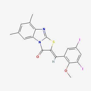 (2Z)-2-(3,5-diiodo-2-methoxybenzylidene)-6,8-dimethyl[1,3]thiazolo[3,2-a]benzimidazol-3(2H)-one