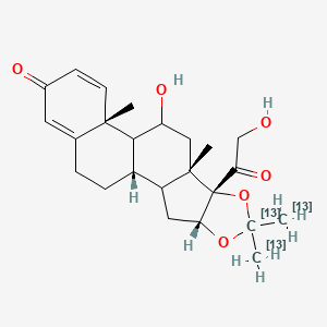 molecular formula C₂₁¹³C₃H₃₂O₆ B1151971 (1S,4R,8S,9S,11S,13R)-11-hydroxy-8-(2-hydroxyacetyl)-9,13-dimethyl-6,6-di((113C)methyl)-5,7-dioxapentacyclo[10.8.0.02,9.04,8.013,18]icosa-14,17-dien-16-one 