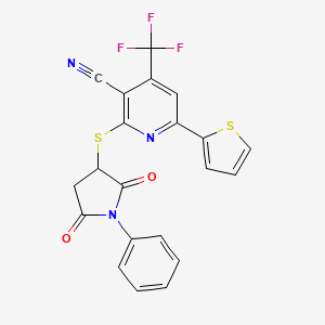 2-[(2,5-Dioxo-1-phenylpyrrolidin-3-yl)sulfanyl]-6-(thiophen-2-yl)-4-(trifluoromethyl)pyridine-3-carbonitrile