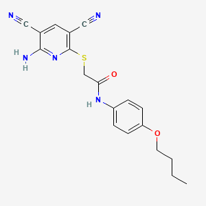 molecular formula C19H19N5O2S B11519742 2-[(6-amino-3,5-dicyanopyridin-2-yl)sulfanyl]-N-(4-butoxyphenyl)acetamide 