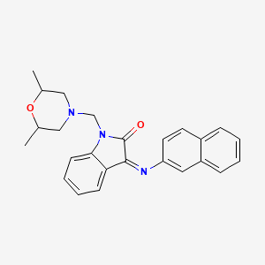 (3Z)-1-[(2,6-dimethylmorpholin-4-yl)methyl]-3-(naphthalen-2-ylimino)-1,3-dihydro-2H-indol-2-one