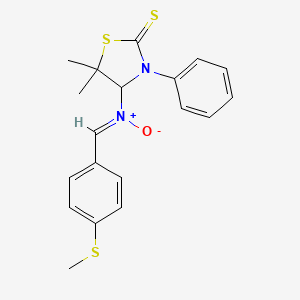 5,5-dimethyl-4-[(Z)-[4-(methylsulfanyl)benzylidene](oxido)-lambda~5~-azanyl]-3-phenyl-1,3-thiazolidine-2-thione