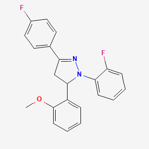 1-(2-fluorophenyl)-3-(4-fluorophenyl)-5-(2-methoxyphenyl)-4,5-dihydro-1H-pyrazole