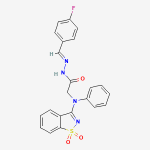 2-[(1,1-Dioxido-1,2-benzisothiazol-3-YL)(phenyl)amino]-N'-[(E)-(4-fluorophenyl)methylene]acetohydrazide