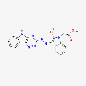 methyl {(3E)-2-oxo-3-[2-(5H-[1,2,4]triazino[5,6-b]indol-3-yl)hydrazinylidene]-2,3-dihydro-1H-indol-1-yl}acetate