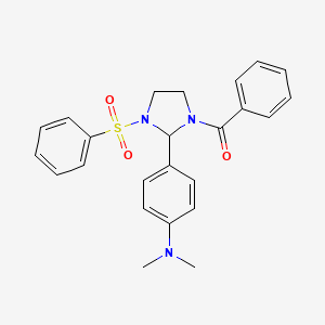 molecular formula C24H25N3O3S B11519911 {2-[4-(Dimethylamino)phenyl]-3-(phenylsulfonyl)imidazolidin-1-yl}(phenyl)methanone 