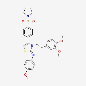 molecular formula C30H33N3O5S2 B11519940 N-[(2Z)-3-[2-(3,4-dimethoxyphenyl)ethyl]-4-[4-(pyrrolidin-1-ylsulfonyl)phenyl]-1,3-thiazol-2(3H)-ylidene]-4-methoxyaniline 