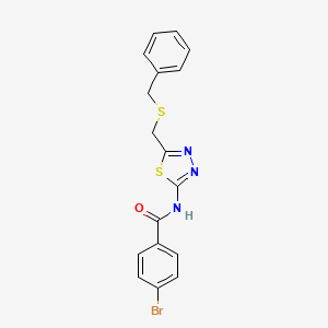 molecular formula C17H14BrN3OS2 B11519962 N-{5-[(benzylsulfanyl)methyl]-1,3,4-thiadiazol-2-yl}-4-bromobenzamide 