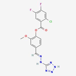 molecular formula C16H11ClF2N6O3 B11519970 2-methoxy-4-{(E)-[2-(1H-tetrazol-5-yl)hydrazinylidene]methyl}phenyl 2-chloro-4,5-difluorobenzoate 