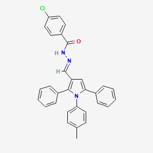 molecular formula C31H24ClN3O B11519978 4-Chloro-N'-[(E)-[1-(4-methylphenyl)-2,5-diphenyl-1H-pyrrol-3-YL]methylidene]benzohydrazide 