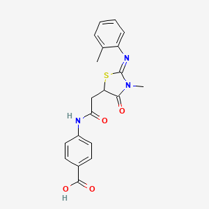 molecular formula C20H19N3O4S B11520011 4-[({(2E)-3-methyl-2-[(2-methylphenyl)imino]-4-oxo-1,3-thiazolidin-5-yl}acetyl)amino]benzoic acid 