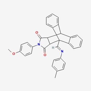 17-(4-methoxyphenyl)-1-{(E)-[(4-methylphenyl)imino]methyl}-17-azapentacyclo[6.6.5.0~2,7~.0~9,14~.0~15,19~]nonadeca-2,4,6,9,11,13-hexaene-16,18-dione (non-preferred name)