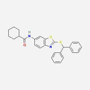 N-{2-[(diphenylmethyl)sulfanyl]-1,3-benzothiazol-6-yl}cyclohexanecarboxamide