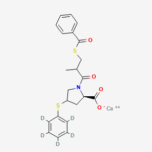 molecular formula C₄₄H₃₄D₁₀CaN₂O₈S₄ B1152009 calcium;(2R)-1-(3-benzoylsulfanyl-2-methylpropanoyl)-4-(2,3,4,5,6-pentadeuteriophenyl)sulfanylpyrrolidine-2-carboxylate 