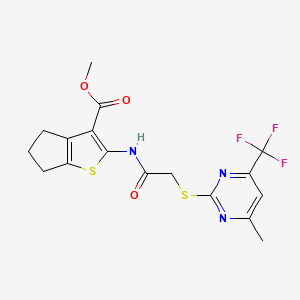 methyl 2-[({[4-methyl-6-(trifluoromethyl)pyrimidin-2-yl]sulfanyl}acetyl)amino]-5,6-dihydro-4H-cyclopenta[b]thiophene-3-carboxylate