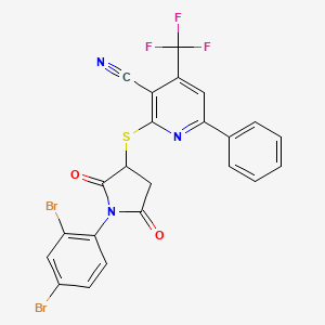 2-{[1-(2,4-Dibromophenyl)-2,5-dioxopyrrolidin-3-yl]sulfanyl}-6-phenyl-4-(trifluoromethyl)pyridine-3-carbonitrile