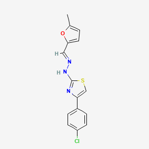 4-(4-chlorophenyl)-2-{(2E)-2-[(5-methylfuran-2-yl)methylidene]hydrazinyl}-1,3-thiazole