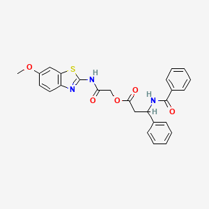 2-[(6-Methoxy-1,3-benzothiazol-2-yl)amino]-2-oxoethyl 3-phenyl-3-[(phenylcarbonyl)amino]propanoate