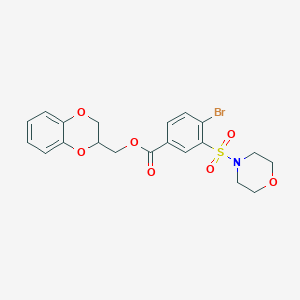 molecular formula C20H20BrNO7S B11520232 2,3-Dihydro-1,4-benzodioxin-2-ylmethyl 4-bromo-3-(morpholin-4-ylsulfonyl)benzoate 