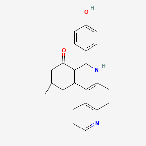 molecular formula C24H22N2O2 B11520233 8-(4-hydroxyphenyl)-11,11-dimethyl-8,10,11,12-tetrahydrobenzo[a][4,7]phenanthrolin-9(7H)-one 