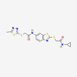 N-(2-{[2-(cyclopropylamino)-2-oxoethyl]sulfanyl}-1,3-benzothiazol-6-yl)-2-[(5-methyl-1,3,4-thiadiazol-2-yl)sulfanyl]acetamide