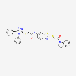 N-(2-{[2-(2,3-dihydro-1H-indol-1-yl)-2-oxoethyl]sulfanyl}-1,3-benzothiazol-6-yl)-2-[(4,5-diphenyl-4H-1,2,4-triazol-3-yl)sulfanyl]acetamide