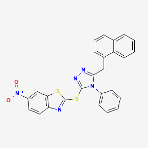 2-{[5-(naphthalen-1-ylmethyl)-4-phenyl-4H-1,2,4-triazol-3-yl]sulfanyl}-6-nitro-1,3-benzothiazole