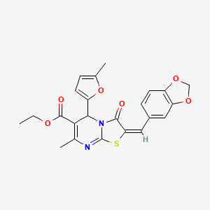 ethyl (2E)-2-(1,3-benzodioxol-5-ylmethylidene)-7-methyl-5-(5-methylfuran-2-yl)-3-oxo-2,3-dihydro-5H-[1,3]thiazolo[3,2-a]pyrimidine-6-carboxylate