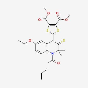 dimethyl 2-(6-ethoxy-2,2-dimethyl-1-pentanoyl-3-thioxo-2,3-dihydroquinolin-4(1H)-ylidene)-1,3-dithiole-4,5-dicarboxylate