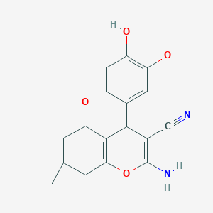 molecular formula C19H20N2O4 B11520384 2-amino-4-(4-hydroxy-3-methoxyphenyl)-7,7-dimethyl-5-oxo-5,6,7,8-tetrahydro-4H-chromene-3-carbonitrile 