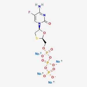molecular formula C8H9FN3Na4O12P3S B1152039 tetrasodium;[[[(2R,5S)-5-(4-amino-5-fluoro-2-oxopyrimidin-1-yl)-1,3-oxathiolan-2-yl]methoxy-oxidophosphoryl]oxy-oxidophosphoryl] phosphate CAS No. 1188407-46-6