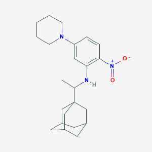 molecular formula C23H33N3O2 B11520399 2-nitro-5-(piperidin-1-yl)-N-[1-(tricyclo[3.3.1.1~3,7~]dec-1-yl)ethyl]aniline 