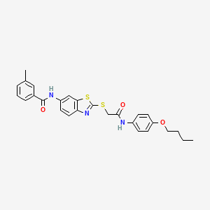 molecular formula C27H27N3O3S2 B11520401 N-[2-({2-[(4-butoxyphenyl)amino]-2-oxoethyl}sulfanyl)-1,3-benzothiazol-6-yl]-3-methylbenzamide 