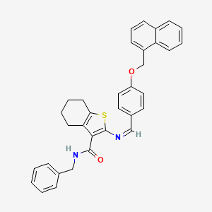 N-benzyl-2-({(Z)-[4-(naphthalen-1-ylmethoxy)phenyl]methylidene}amino)-4,5,6,7-tetrahydro-1-benzothiophene-3-carboxamide