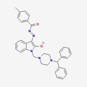 N'-[(3Z)-1-{[4-(diphenylmethyl)piperazin-1-yl]methyl}-2-oxo-1,2-dihydro-3H-indol-3-ylidene]-4-methylbenzohydrazide