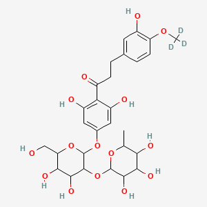 molecular formula C₂₈H₃₃D₃O₁₅ B1152042 1-[4-[4,5-Dihydroxy-6-(hydroxymethyl)-3-(3,4,5-trihydroxy-6-methyloxan-2-yl)oxyoxan-2-yl]oxy-2,6-dihydroxyphenyl]-3-[3-hydroxy-4-(trideuteriomethoxy)phenyl]propan-1-one 