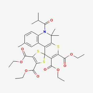 Tetraethyl 5',5',9'-trimethyl-6'-(2-methylpropanoyl)-5',6'-dihydrospiro[1,3-dithiole-2,1'-thiopyrano[2,3-c]quinoline]-2',3',4,5-tetracarboxylate