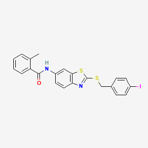 N-{2-[(4-iodobenzyl)sulfanyl]-1,3-benzothiazol-6-yl}-2-methylbenzamide