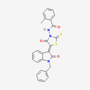 N-[(5Z)-5-(1-benzyl-2-oxo-1,2-dihydro-3H-indol-3-ylidene)-4-oxo-2-thioxo-1,3-thiazolidin-3-yl]-2-methylbenzamide