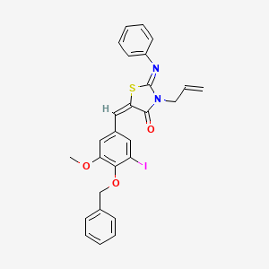 (2E,5E)-5-[4-(benzyloxy)-3-iodo-5-methoxybenzylidene]-2-(phenylimino)-3-(prop-2-en-1-yl)-1,3-thiazolidin-4-one