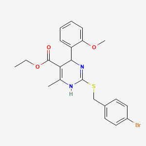 molecular formula C22H23BrN2O3S B11520453 Ethyl 2-[(4-bromobenzyl)sulfanyl]-4-(2-methoxyphenyl)-6-methyl-1,4-dihydropyrimidine-5-carboxylate 